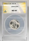 Certified 1944-S Washington Quarter ANACS MS66 San Francisco Mint Silver 25C