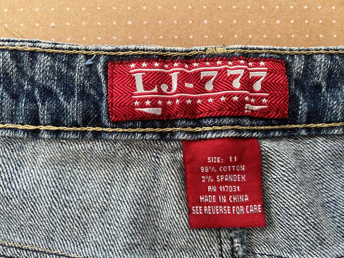 Y2K WOMENS/JUNIORS LJ-777 JEANS SIZE 11 MED WASH STUD/SEQUIN