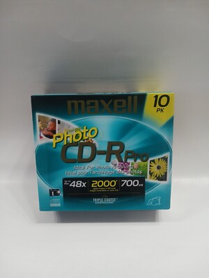 MAXELL 10 Pack Photo CD-R Pro Compact Disc 48x 2000 Digital Images 700MB SEALED
