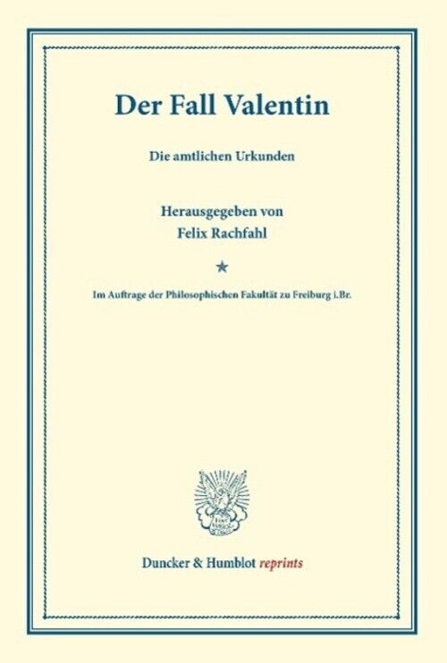 Thumbnail - Der Fall Valentin Felix Rachfahl Taschenbuch Duncker & Humblot
