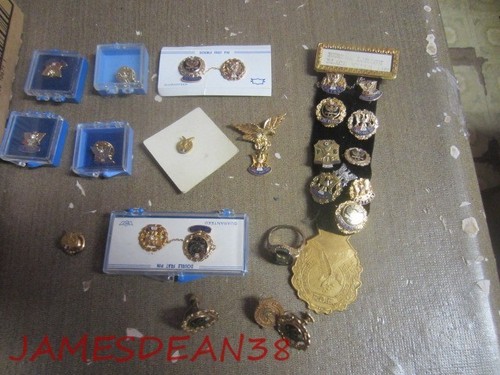 FOE FRATERNAL ORDER OF EAGLES LADIES AUXILIARY BADGE PIN JEWELRY LOT 22 PCS RING - Picture 1 of 12
