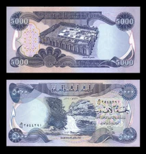 5,000 New Iraqi Dinar Uncirculated Iraq Money Currency Bank Notes