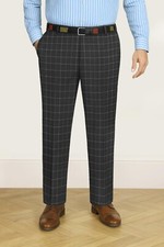 Modern Fit Formal Dress Pants Black Windowpane Checks Work Wear Trousers for Men