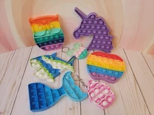 Lot 9 Popit Fidget Toy Variety of Shapes Push Bubble Sensory Stress Relief