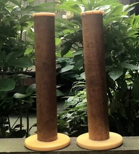 VTG Large 12.5" Wooden Industrial Textile Bobbin Spool with Yellow Bakelite Base