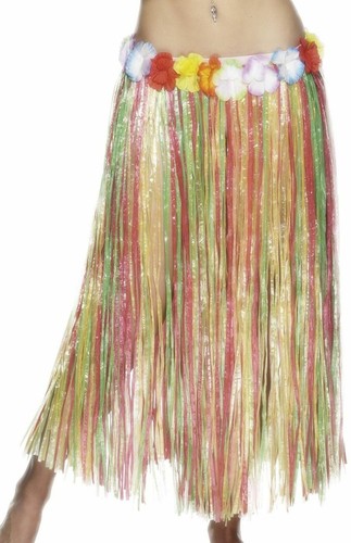 Hawaiian Hula Skirt + Flowers Adults 