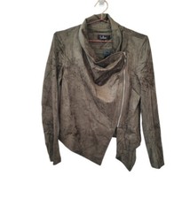 New Lulu's L Olive Wild At Heart Vegan Suede Moto Jacket Women