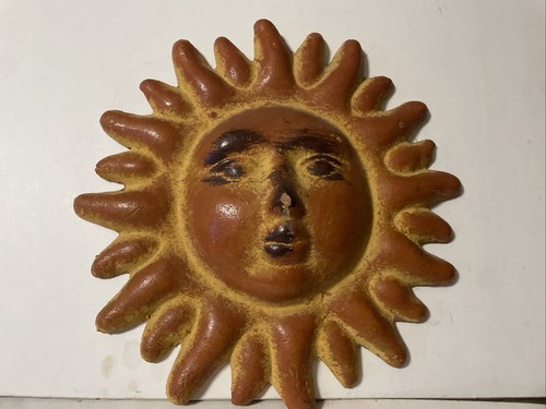 Terracotta Sunburst Face Clay Ceramic Wall Art Approx 11 Wide Signed Mrs Ebay