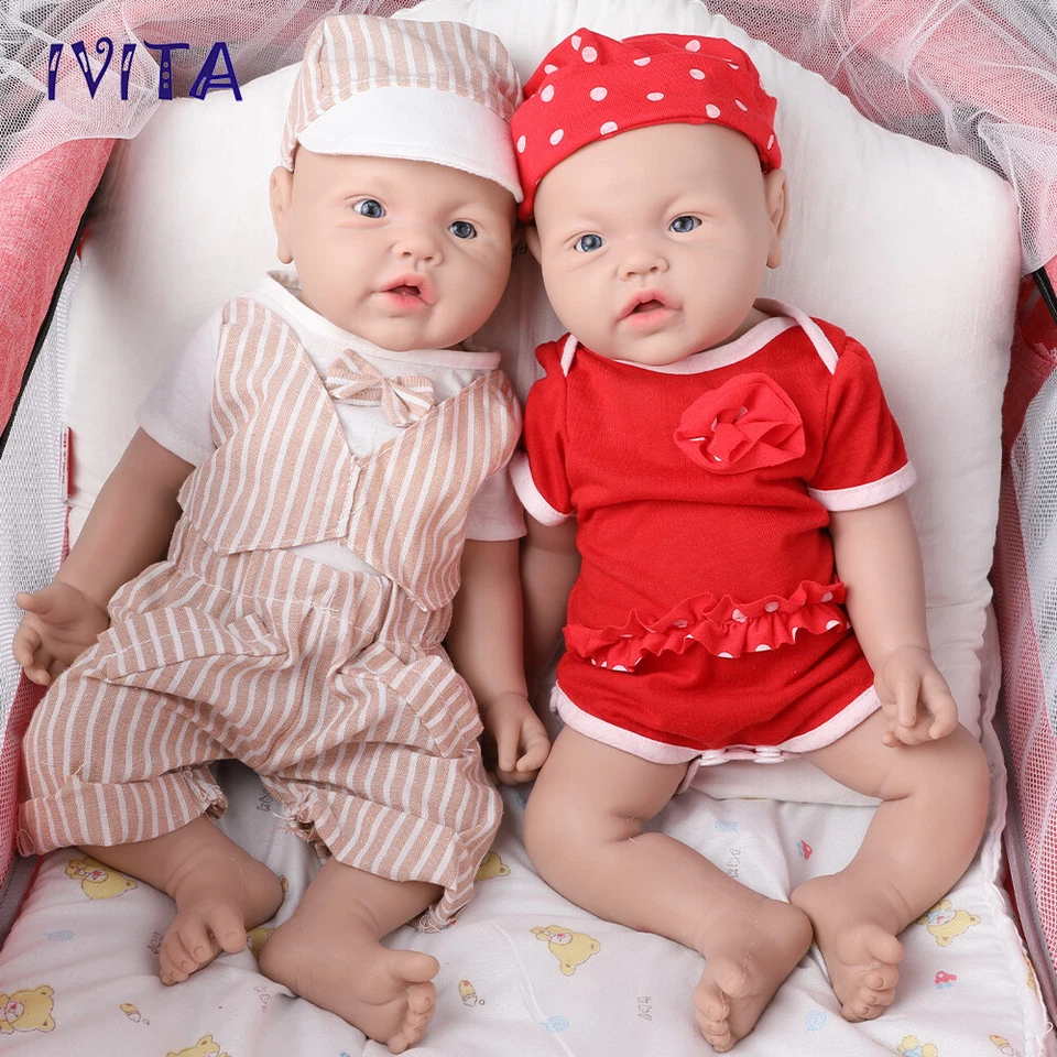 IVITA 17" Silikon Junge or Mädchen Reborn Babypuppe Vollsilikon Babypuppe - Bild 3 von 4