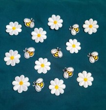Cute Embroidered Iron-on Patch Assortment Bundle/Lot- Daisy Flowers  Bumblebees