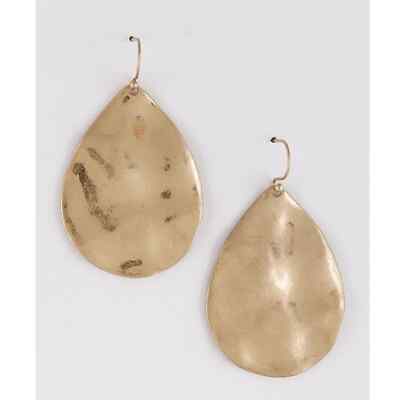 New Boutique Gold Hammered Teardrop Dangle Hook Earrings