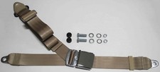 Neuer Dreipunkt Statikgurt im Chrom-Retro Stil, Gurtbandfarbe beige