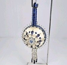The Cracker Box Royal Splendor Ornament Christmas Push Pin White Ball Blue Beads