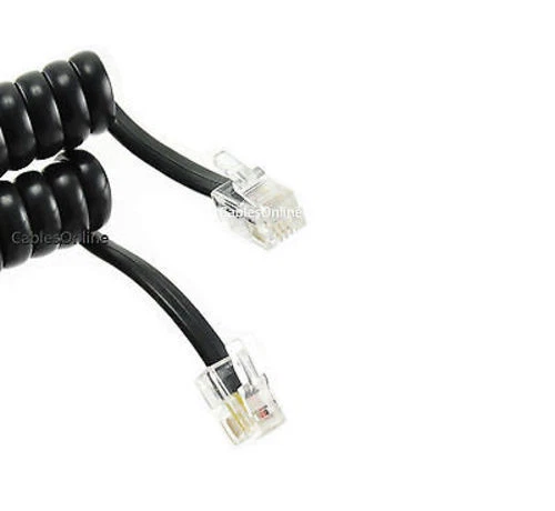2-PACK 12ft 4P4C Black Replacement Coiled Handset Telephone Cord - T-0012-2 - Image 2 of 2