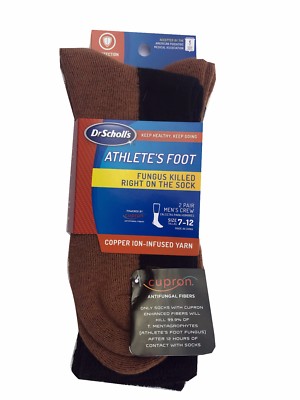 Dr. Scholl's MEN'S Athlete's Foot Copper-Ion Infused Crew Socks 2-Pack    NEW!!