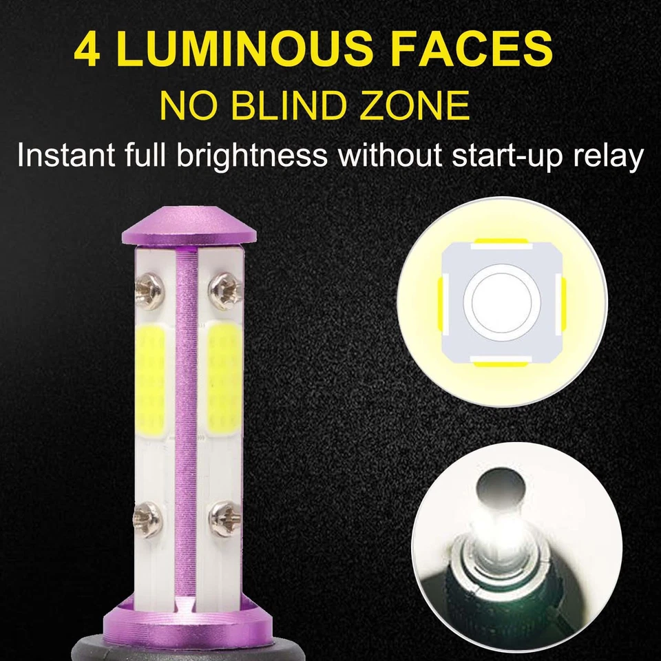 2 x H11 H9 H8 200W 20000LM LED Headlight Bulb Kit Low Beam Fog Light 6000K White - Image 2 of 4