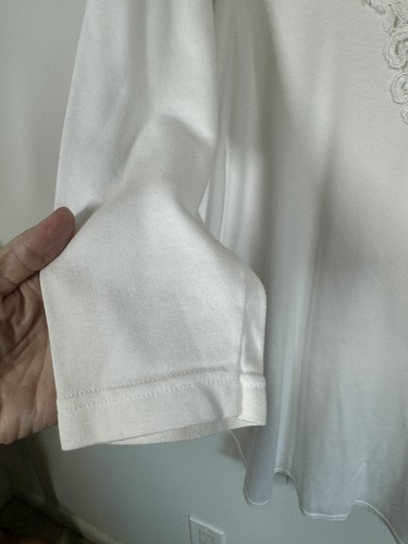 Verena Romantic Vintage Nightgown Embroidered Flowers Lace Knee Length White Med - Picture 6 of 14