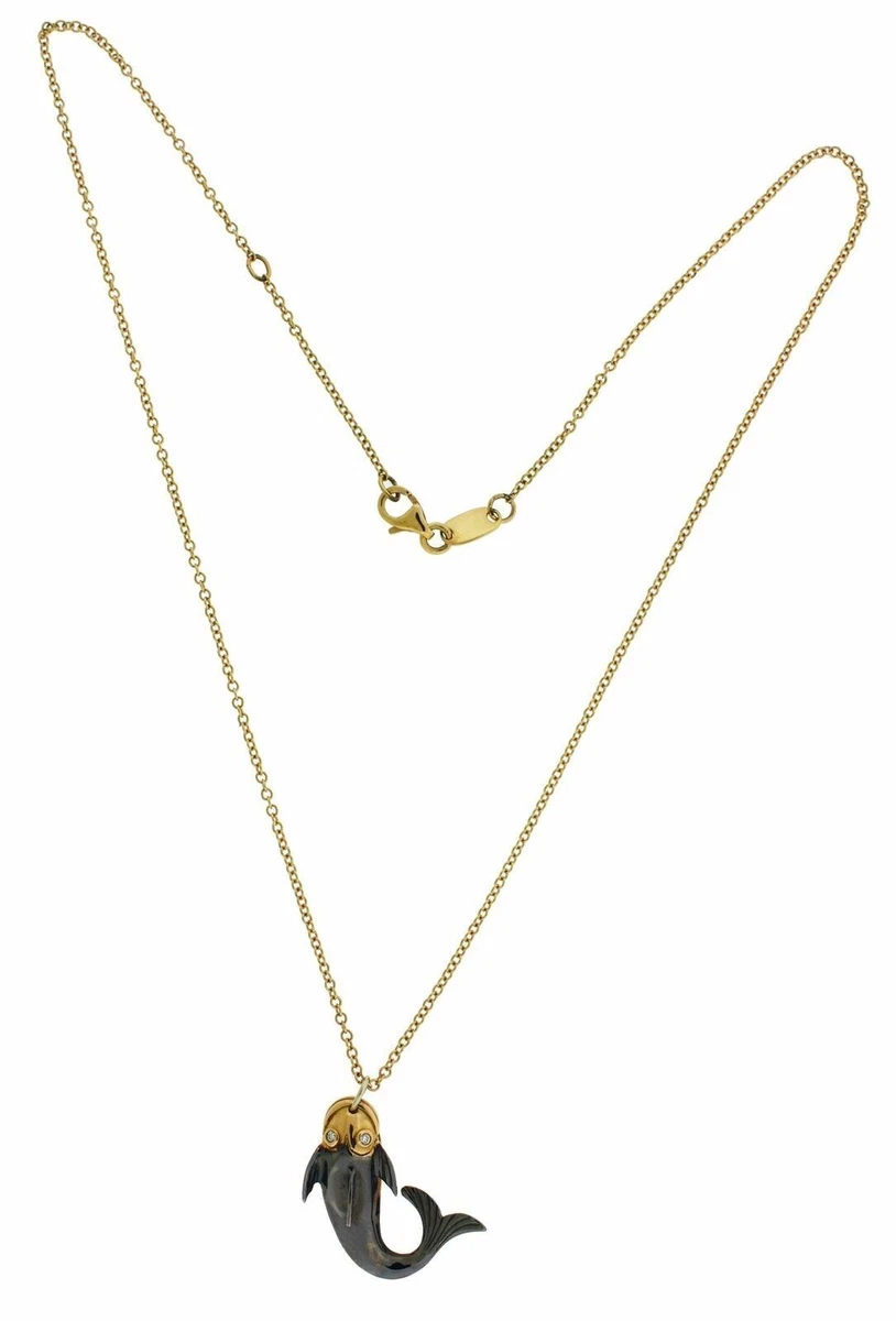 Roberto Coin 18k rose gold diamond lucky fish necklace eBay