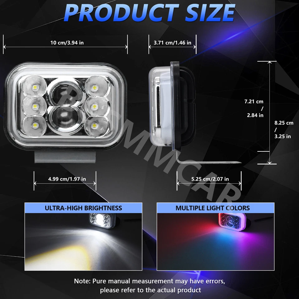 Foco de luz LED de trabajo para motocicleta impermeable lámpara de conducción todoterreno modo 7 colores Foto 4 de 4