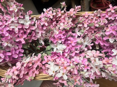 vintage millinery hand wrapped cotton 1940 lilacs 1 spray white pink combo Japan