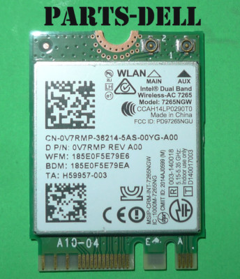 Dell Inspiron 7746 Intel Wireless-AC 7265 Dual Band WLAN WiFi BT 4.0 A00 V7RMP