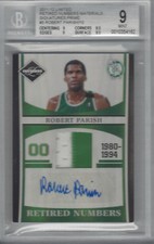 ROBERT PARISH 2011-12 LIMITED RETIRED NUMBERS MATERIALS SIG PRIME BGS 9/AU 10