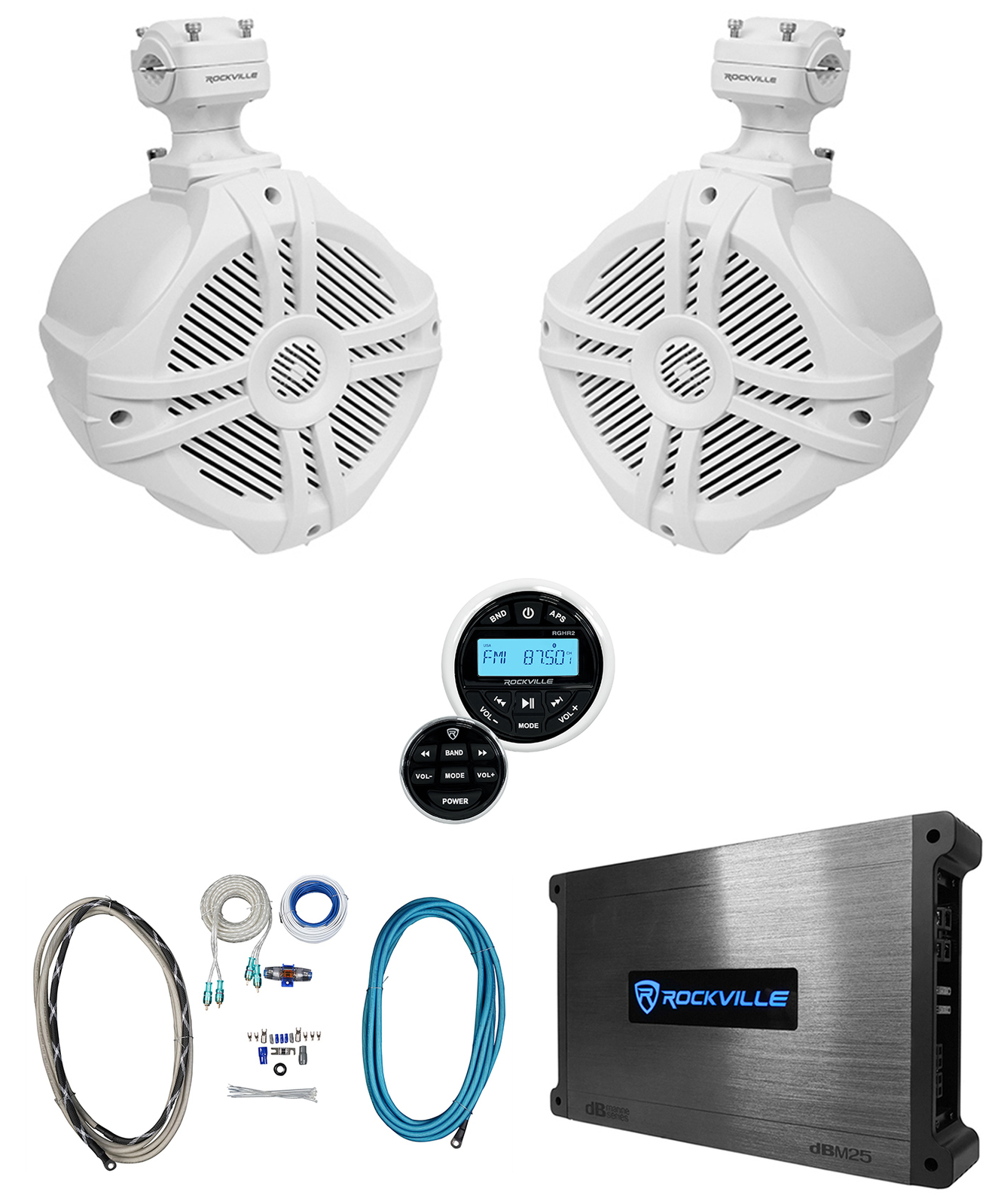 2 Поворотные колонки для морского вейкборда Rockville RWB70W White 65 УсилительРесивер 57490₽