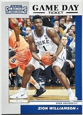 ZION WILLIAMS 2019 Panini Contenders Draft Picks GAME DAY TICKET #1 Blue Devils