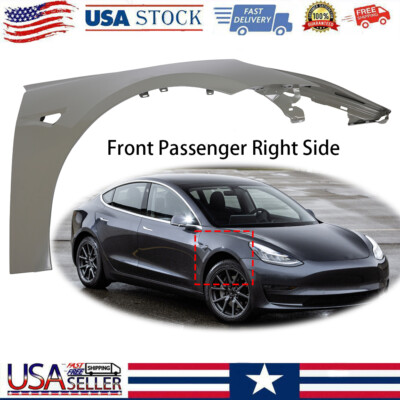 Replace Front RH Fender For 17-23 Tesla Model 3 Primed Passenger Side 1081400E0D