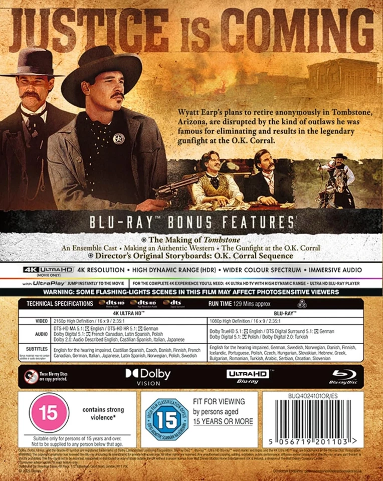 TOMBSTONE (1993) 4K UHD Blu-Ray with slipcover BRAND NEW Foto 2 de 2