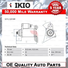Fits VW Audi Skoda Seat Cupra + Other Models Starter Motor Ikio #1