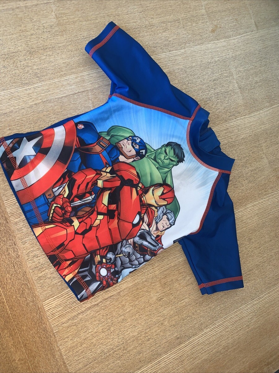 baby boys sun/swim Top Marvel super heroes 2-3 Years blue vgc