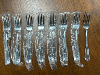 NEW Vintage Set of (8) Oneida Northland RIDGEWOOD Stainless Dinner Forks