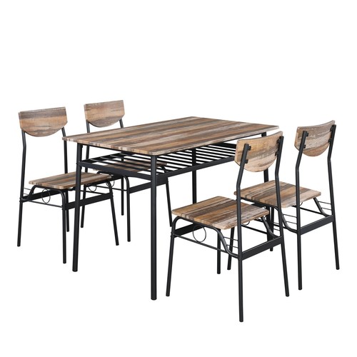 P2 Board Iron Compartment 1 Table 4 Chairs Dining Table and Chair Set Natural - Picture 10 of 13