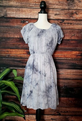 Beach By Exist Dress Size Small Tie Dye Gray Elastic Neckline Waist Womens
