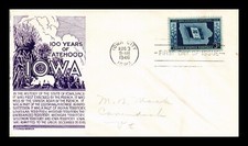 IOWA STATEHOOD CORN FLAG CAPITOL SCARCE  PURPLE ANDERSON CACHET 1946 FDC PENCIL