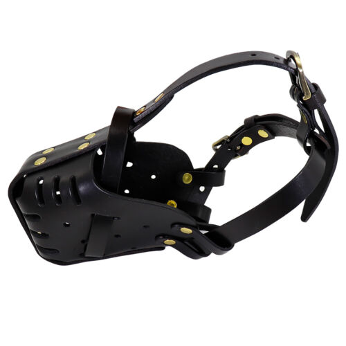 Leather Dog Mouth Cover Breathable Anti-Biting Basket Muzzle for German Shepherd - Picture 13 of 26
