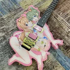 Anime&Manga beautiful girl shaped Electric Guitar Tremolo HH Pickups 24Frets