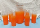 Vintage MCM Blenko Orange Pitcher And 6 Glasses W