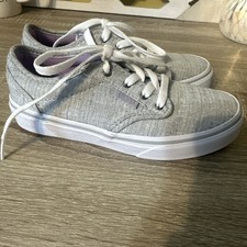 NEW Girls Youth Kids Juniors VANS Atwood Textile Grey Purple Sneakers Shoes