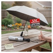 UPF 50 UV Protection Travel Umbrella 42/46 Inch Windproof Silver Coating Sun Bl