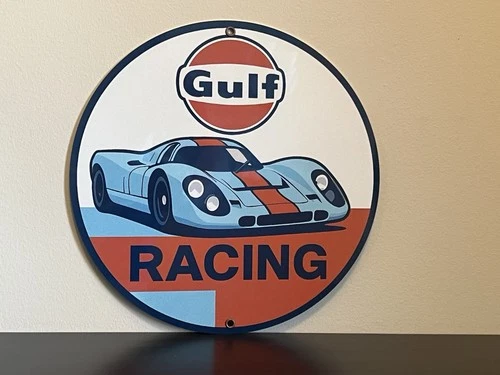 Hi Gloss Gulf Racing Gasoline Lemans Vintage  Style Metal Sign