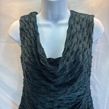 Connected Apparel Black Embellished Sleeveless Sz 4 Textured Tinsel Party Dress