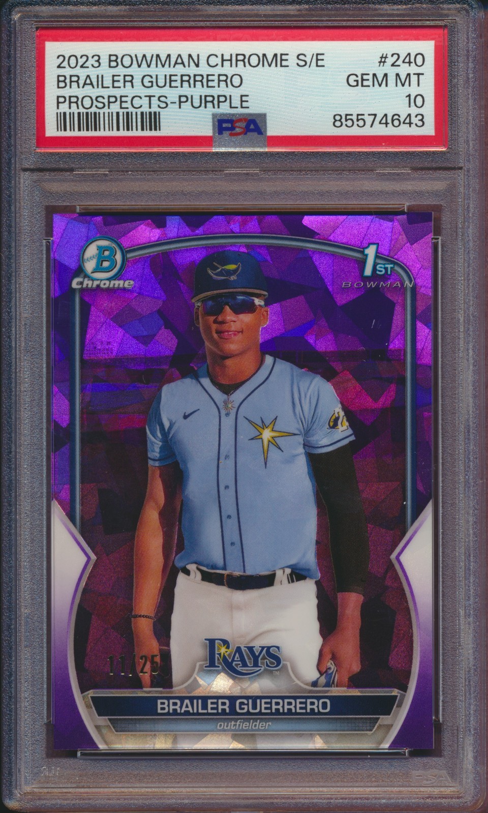 2023 Bowman Chrome Sapphire 1st Brailer Guerrero Purple /25 (RC) PSA 10