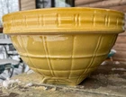 Antique McCoy Yellow Ware Mixing Bowl Window Pane 10" Shield Mark