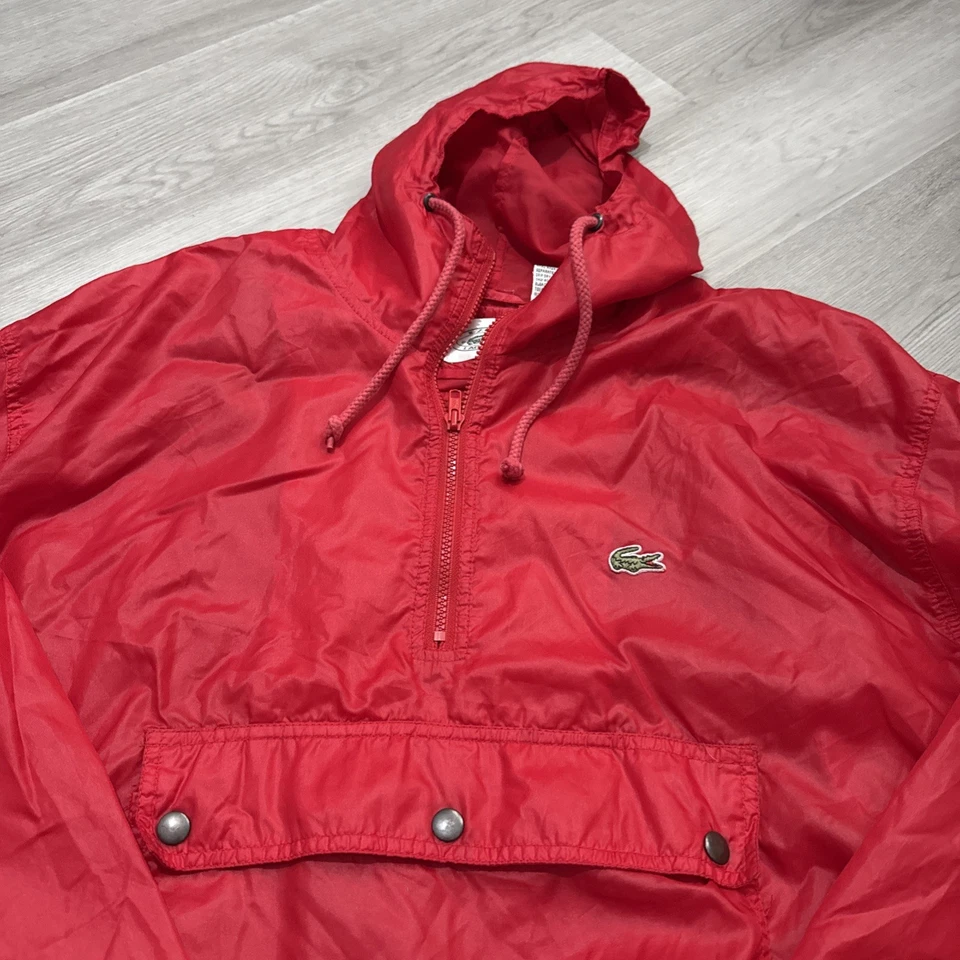Chaqueta cortavientos suéter con capucha cremallera 1/4 vintage Izod Lacoste talla XL bolsa  Foto 2 de 4
