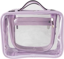 SANHECUN traveling toiletry case clear cosmetics case makeup bag Purple, Sma...
