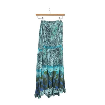 Forbidden Sz L Blue Paisley Maxi Skirt Boho Peasant Cottagecore Bling Piratecore