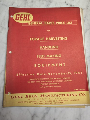 #ad #ad GEHL GENERAL PARTS PRICE LIST FORAGE HARVESTING HANDLING FEED MAKING EQUIPMENT M $14.99