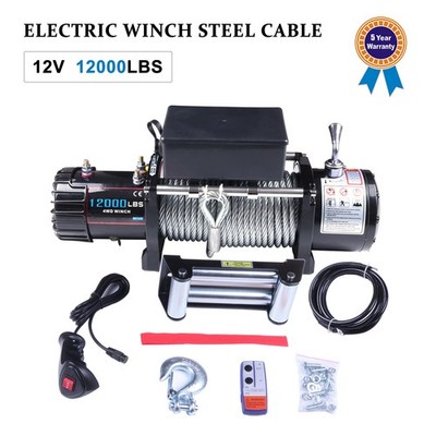 Electric Winch 12000LBS Waterproof Truck Trailer Steel cable Off-Road 12000lb